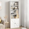 Bookcase with Doors Industrial Bookshelf 11.8in Depth Display Storage Shelves 71.4in Tall White - 2 of 4