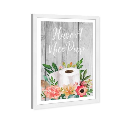 13" x 19" Have a Nice Poop Bath and Laundry Framed Wall Art Gray - Wynwood Studio