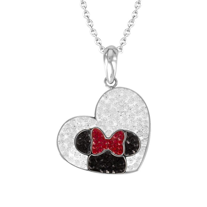 Disney Minnie Mouse Stainless Steel Crystal Heart Necklace, 1 of 5