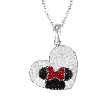 Disney Minnie Mouse Stainless Steel Crystal Heart Necklace