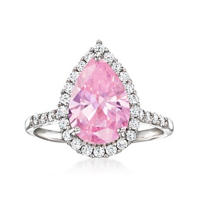 Ross-Simons 2.00 Carat Simulated Pink Sapphire and .40 ct. t.w. CZ Ring in Sterling Silver