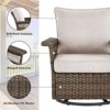 Belord High Back Outdoor Swivel Rocker Set of 4, Brown Wicker Furniture Swivel Chair with 5-Inch Wide Armrest and Thick Cushion for Porch - 2 of 4