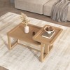 HDZNVF Modern 2 Piece Nesting Rattan Wood and MDF Coffee Table Set in Natural - 3 of 4