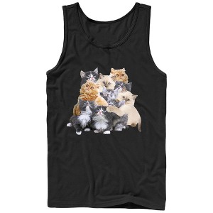 Men's Lost Gods Cute Kitten Group Hug Tank Top - 1 of 4