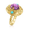 Ross-Simons Purple and Blue Turquoise Ring in 18kt Gold Over Sterling - 3 of 4