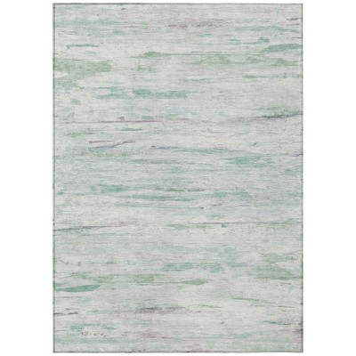 Artichoke Green And Ivory Abstract Washable Indoor Outdoor Area Rug