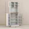 Okak Floor Sideboard Cabinet 48.5" Kitchen Pantry Farmhousewith 2 Adjustable Shelves and 4 Beadboard Doors - 2 of 4