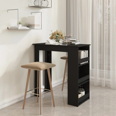 vidaXL Bar Table with Storage Rack Black 40.2 in.x19.7 in.x40.7 in. Engineered Wood