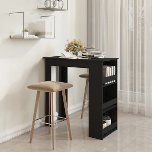 vidaXL Bar Table with Storage Rack Black 40.2 in.x19.7 in.x40.7 in. Engineered Wood - 1 of 4