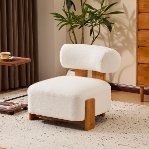 Racxily 27.25" Accent Chair, Boucle Lounge Chair, Upholstery Armless Chairs, with Solid Wood Frame, for Living Room, Bedroom and Office - 1 of 4