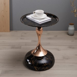 Mermaid-Pedestal Metal Round End Coffee Table - 1 of 4