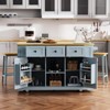 Kitchen Island Set Of 3, Rolling Cart With 2 Bar Stools, Table With 3 Drawers, 2 Door Drop Leaf, Power Outlet For Dining Room - 3 of 4