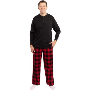 #FollowMe Mens Thermal Henley Pajama Set with Polar Fleece Pants  Warm, Comfy Sleepwear - 1 of 3