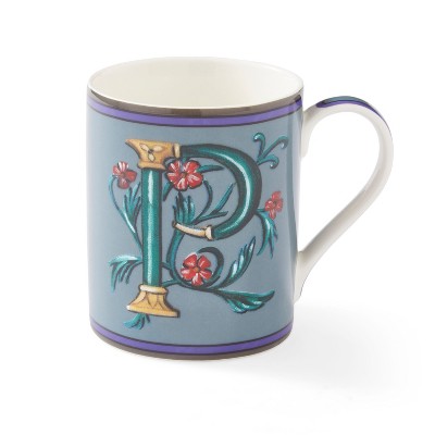 Kit Kemp by Spode 12oz Alphabet Mug, Unique Stylish Monogram, Fine China, Dishwasher Safe, Personalized Initial, Fabulous Mug with Gift Box