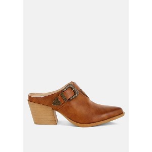 Holler Carved Buckle Statement Mules - 1 of 4