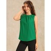INSPIRE CHIC Women's Summer Office Pleated Crew Neck Sleeveless Back Keyhole Blouse - 4 of 4