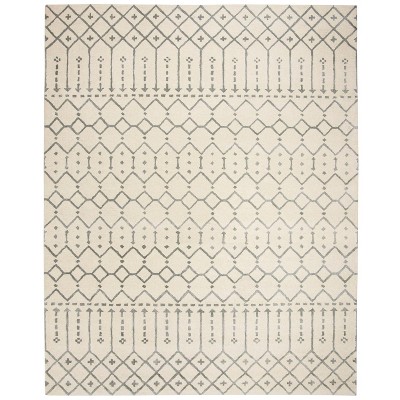 Ivory and Grey Hand Tufted Wool Area Rug, 8' x 10'