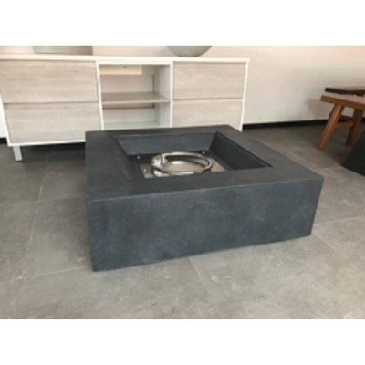 Kante 34.8" Square Concrete & Metal Outdoor Propane Gas Modern Smokeless Fire Pit Table - Charcoal - Rosemead Home & Garden, Inc.
