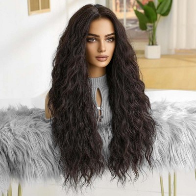 Jessie's Wig 26 Inch Water Wave Wig Synthetic Hair Dark Brown 1 Pc/Pack