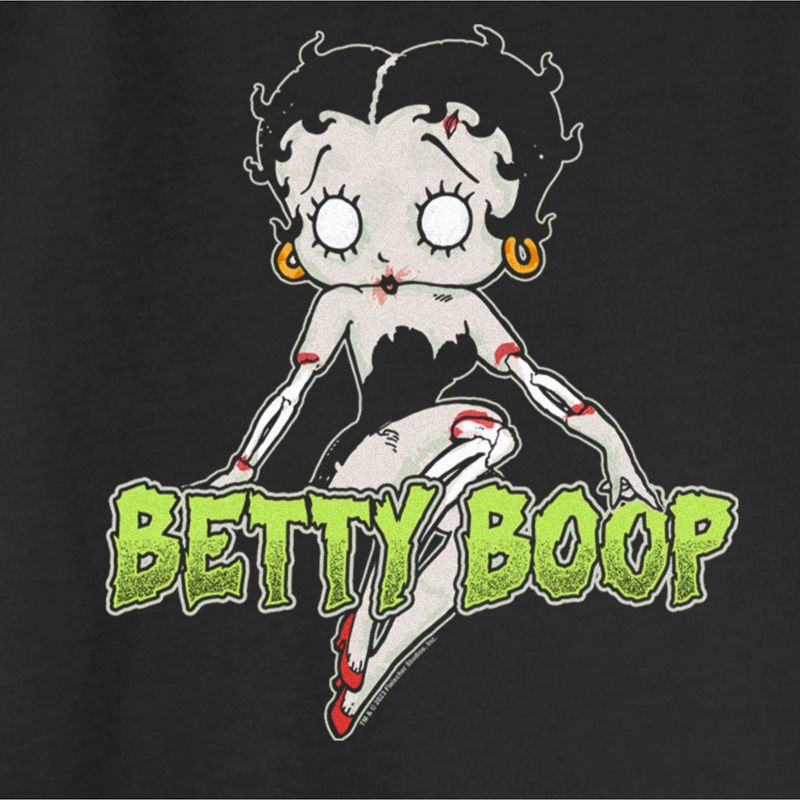 Juniors Womens Betty Boop Halloween Zombie Logo Sweatshirt, 2 of 5