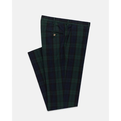Lomsoe blackwatch seersucker trousers classic fit