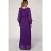 Pinkblush Purple Chiffon Long Sleeve Pleated Maternity Maxi Dress - 3 of 4