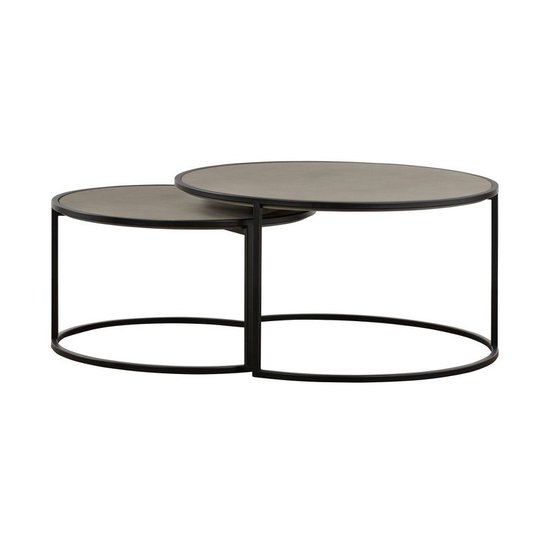 Set of 2 Rina Concrete/Metal Nesting Coffee Table Gray/Black - Armen Living, 5 of 9