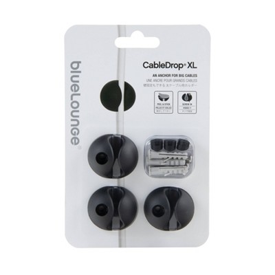 3pk CableDrop XL Cable Anchor Black - BlueLounge