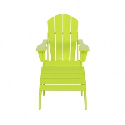 WestinTrends Malibu HDPE Outdoor Patio Folding Poly Adirondack Chair with Ottoman (2-Piece Set)