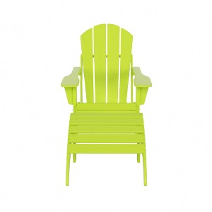 WestinTrends Malibu HDPE Outdoor Patio Folding Poly Adirondack Chair with Ottoman (2-Piece Set) - 1 of 4