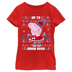 Girl's Peppa Pig Christmas Up to Snow Good T-Shirt - 1 of 4