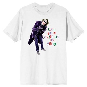 Men's White Joker Tee, Let's Put a Smile on that Face - 1 of 1