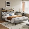 CAVINAS Full/Queen Size Adjustable Wood Platform Bed Frame with Storage Headboard & Charging Station,No Box Spring Needed - 2 of 4