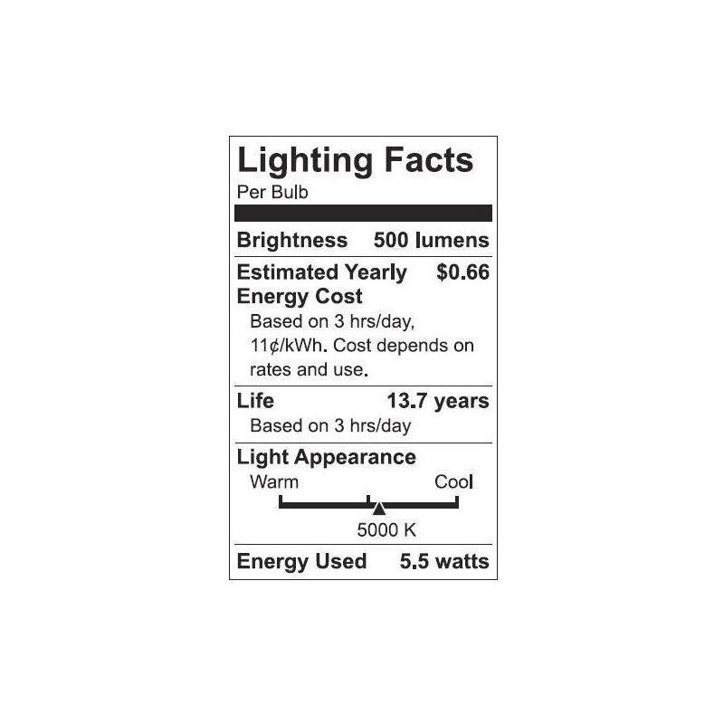 GE 2pk 5.5W 60W Equivalent Refresh LED HD Ceiling Fan Light Bulbs Daylight, 4 of 5
