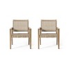Outdoor Club Chair Set of 2 with Acacia Wood Frame, Transitional Flat Wicker Rattan Seating for Patio Deck-3irtyhousy - 3 of 4