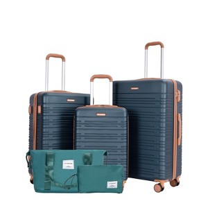 SEVOBAL Luggage 5 Piece Hard Case Spinner Set with TSA Lock Travel Bag and Toiletry Bag for Travel, Green, 19.5"*12"*30.5" - 1 of 4