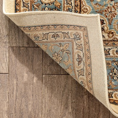 Ivory and Blue Medallion 5' x 7' Synthetic Area Rug