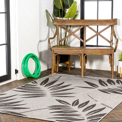 Havana Gray/Black Tropical Palm 4' x 6' Synthetic Area Rug