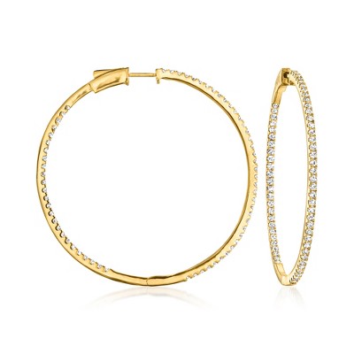 Ross-Simons 2.00 ct. t.w. Diamond Inside-Outside Hoop Earrings in 18kt Gold Over Sterling