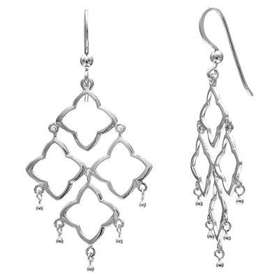 Women's Sterling Silver Drop Kite Earrings - Silver (40mm)