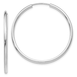 Black Bow Jewelry 2mm x 37mm 14k White Gold Polished Round Endless Hoop Earrings - 1 of 4