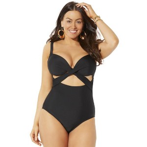 Swimsuits for All Women's Cut Out Underwire One Piece Swimsuit (Plus Sizes Available) - 1 of 4