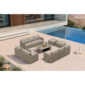 PURPLE LEAF  Patio Conversation Sets with Coffee Table All Weather Outdoor Couch Sectional Set with Cushion Small Conversation Set - 1 of 4