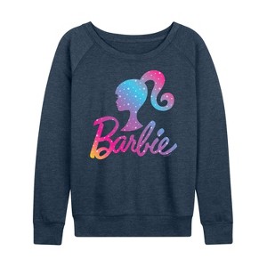 Women's - Barbie - Holidays & Christmas Lightweight French Terry Wide Neck Long Sleeve Shirt - 1 of 4