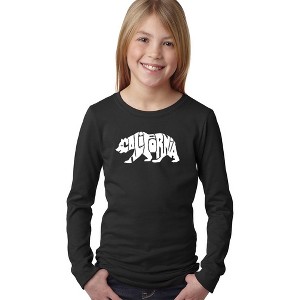 LA Pop Art Girl's Word Art Long Sleeve - California Bear - 1 of 4