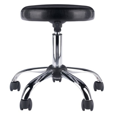 Clark Black Faux Leather Adjustable Swivel Stool with Chrome Base