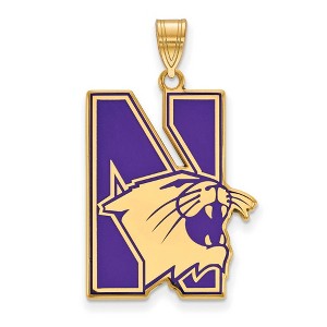 Black Bow Jewelry 14k Yellow Gold Plated Sterling Silver Northwestern Wildcats NCAA Extra Large Pendant - 1 of 3