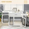 Resenkos Dog House, Pet House,Dog Cave,Dog Crate,Dog Crate Furniture with Soft Water-Resistant Cushion, Dog Kennel End Table with Drawer, White - 2 of 4