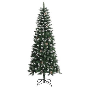 vidaXL Christmas Tree Green and white PVC and steel 6 ft - 1 of 4