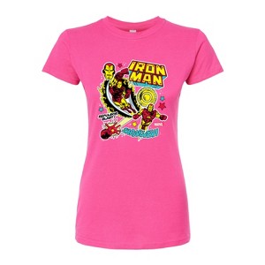 Women's - Marvel - Iron Man Sticker Style Fitted Graphic T-Shirt - 1 of 2